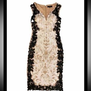 Betsy & Adam Nude Black and White lace A lined dress size 8